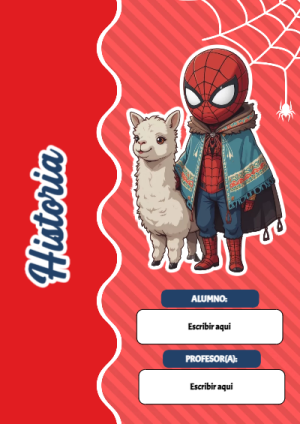 Portada de Spiderman de Historia para cuaderno lista para imprimir en A4 - para personalizar tus materias