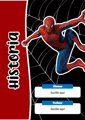 Portada de Spiderman de Historia para cuaderno lista para imprimir en A4 - para personalizar tus materias