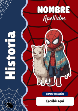 Portada de Spiderman de Historia para cuaderno con diseño bonito - formato digital listo para usar