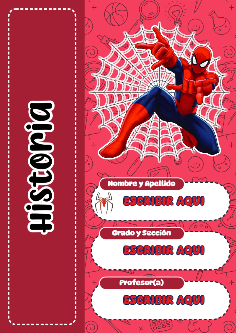 Portada de Spiderman de Historia Editable para Imprimir Gratis