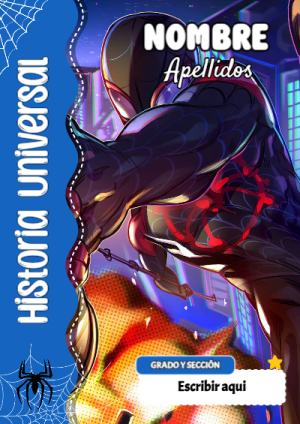 Portada de Spiderman de Historia Universal para cuaderno lista para imprimir en A4 - versión premium para imprimir
