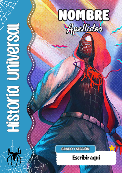 Portada de Spiderman de Historia Universal Editable para Imprimir Gratis