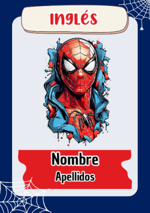 Portada de Spiderman de Inglés para cuaderno con estilo creativo - creación especial de Mini Canva