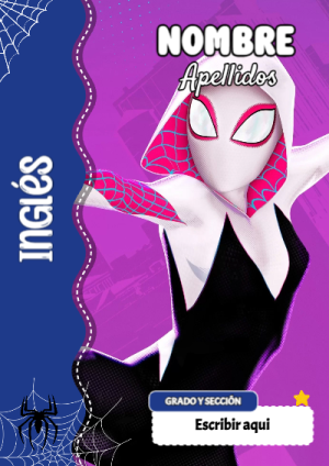 Portada de Spiderman de Inglés para cuaderno decorativa y bonita - para el regreso a clases