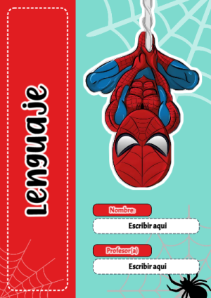 Portada de Spiderman de Lenguaje para cuaderno bonita para imprimir - diseño escolar moderno