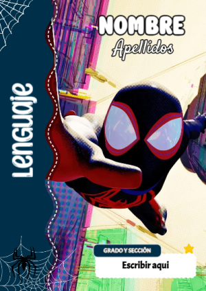 Portada de Spiderman de Lenguaje para cuaderno con diseño bonito - diseño escolar moderno