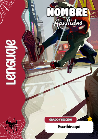 Portada de Spiderman de Lenguaje Editable para Imprimir Gratis
