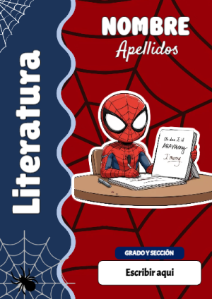 Portada de Spiderman de Literatura para cuaderno con diseño bonito - formato digital listo para usar