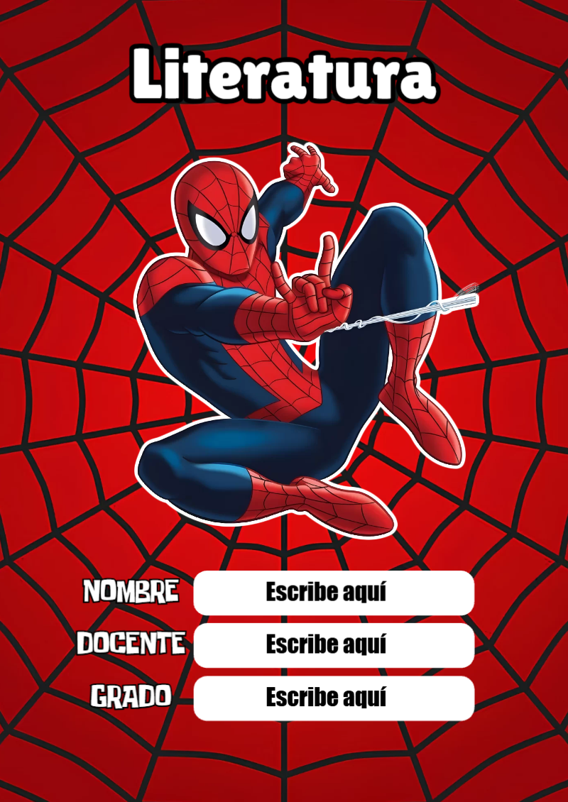 Portada de Spiderman de Literatura Editable para Imprimir Gratis