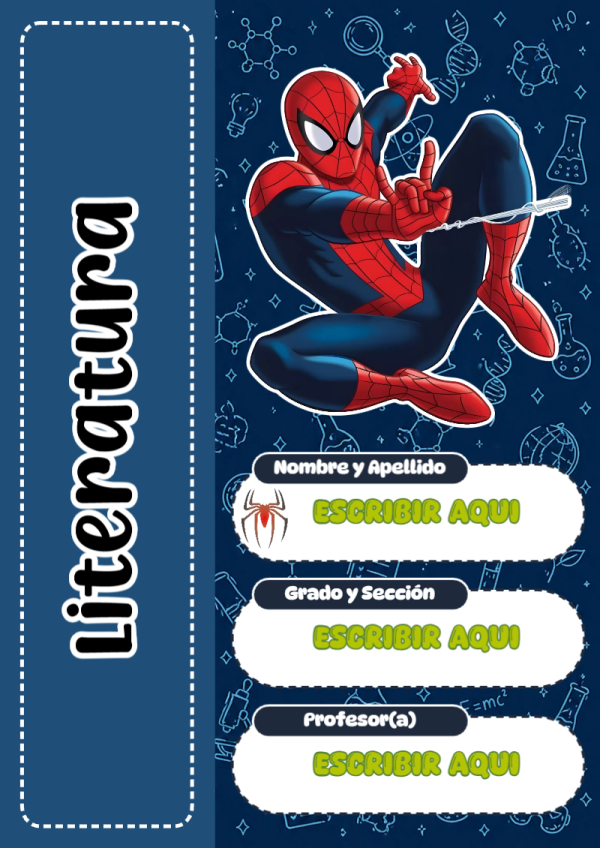 Portada de Spiderman de Literatura para cuaderno con estilo infantil - diseño escolar moderno