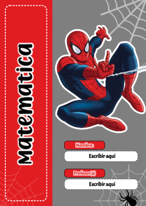 Portada de Spiderman de Matematica para cuaderno en tamaño A4 - para todas las edades y grados