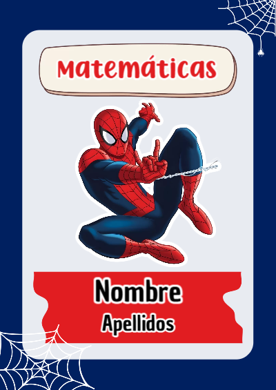 Portada de Spiderman de Matemáticas Editable para Imprimir Gratis