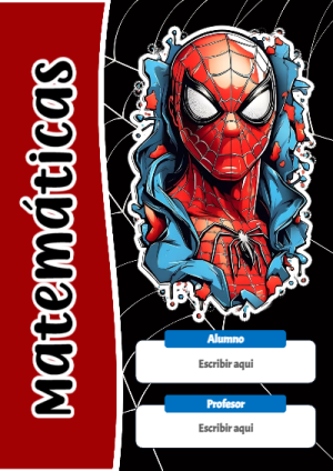 Portada de Spiderman de Matemáticas para cuaderno lista para imprimir en A4 - para personalizar tus materias