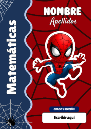 Portada de Spiderman de Matemáticas para cuaderno bonita para imprimir - diseño exclusivo y original