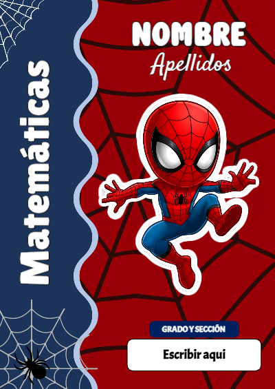 Portada de Spiderman de Matemáticas para cuaderno bonita para imprimir - diseño exclusivo y original