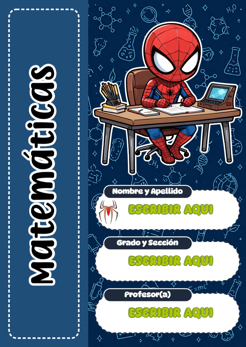 Portada de Spiderman de Matemáticas para cuaderno con estilo creativo - creación especial de Mini Canva