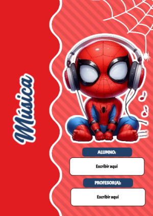 Portada de Spiderman de Música para cuaderno para primaria - con colores vivos y llamativos