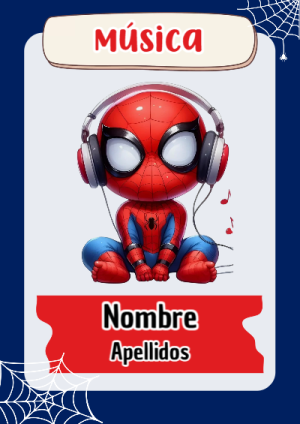 Portada de Spiderman de Música para cuaderno escolar para imprimir gratis - formato digital listo para usar