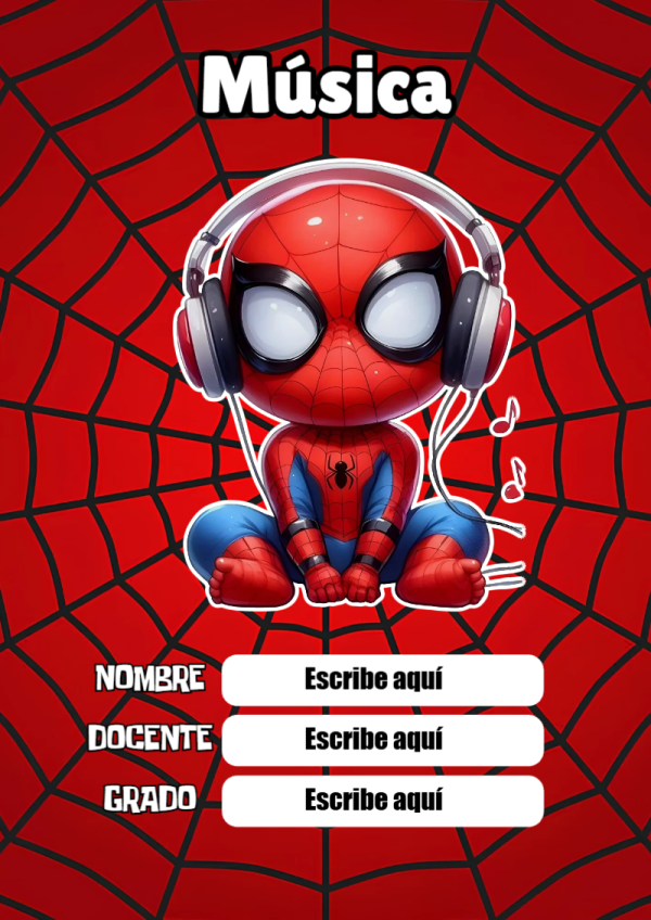 Portada de Spiderman de Música para cuaderno fácil de imprimir - versión premium para imprimir