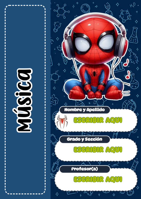 Portada de Spiderman de Música para cuaderno en formato A4 - disponible para descarga gratuita