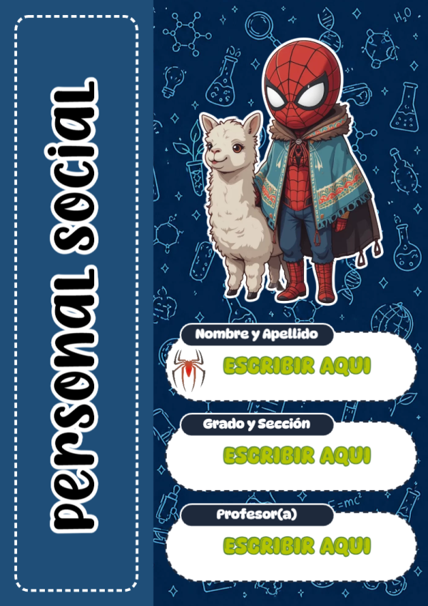 Portada de Spiderman de Personal Social para cuaderno bonita para imprimir - disponible para descarga gratuita