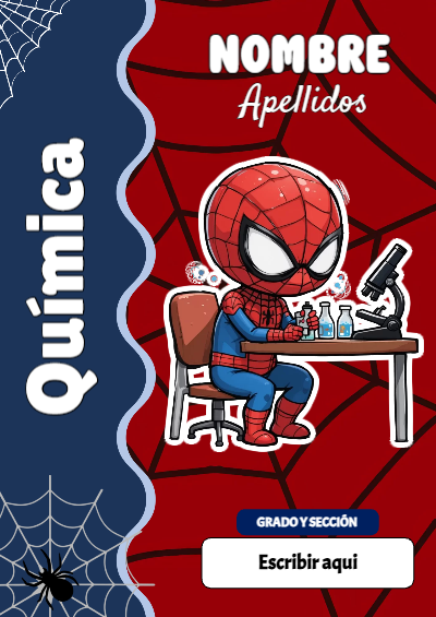 Portada de Spiderman de Química para cuaderno en tamaño A4 - estilo único para estudiantes