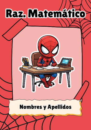 Portada de Spiderman de Raz. Matemático para cuaderno con diseño escolar - diseño exclusivo y original
