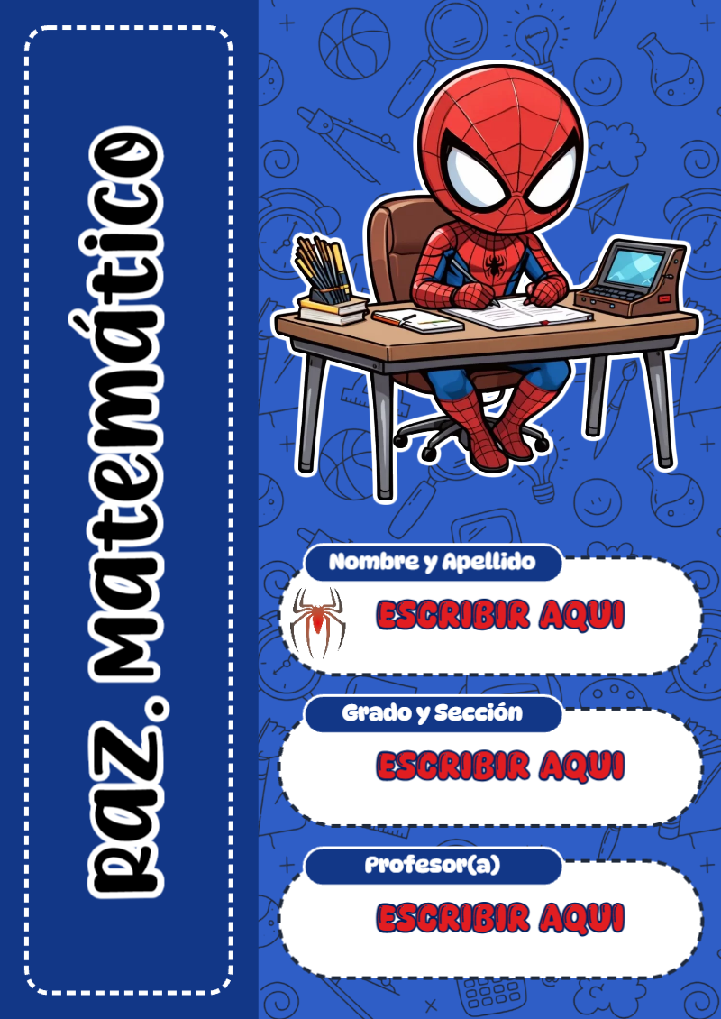 Portada de Spiderman de Raz. Matemático Editable para Imprimir Gratis