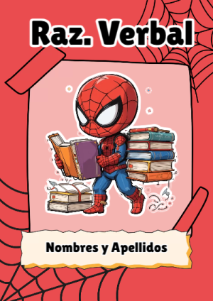 Portada de Spiderman de Raz. Verbal para cuaderno para primaria - tendencia educativa 2026