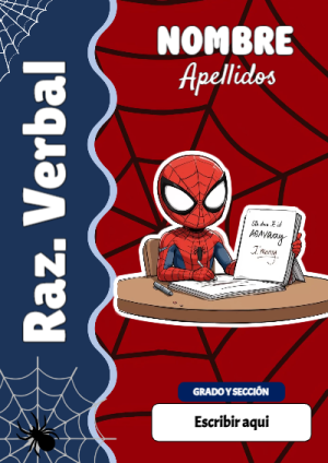Portada de Spiderman de Raz. Verbal para cuaderno escolar creativa - ideal para el nuevo año escolar