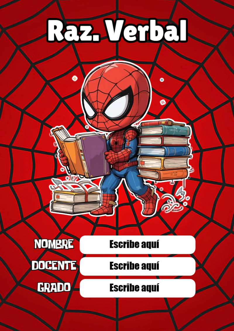 Portada de Spiderman de Raz. Verbal Editable para Imprimir Gratis