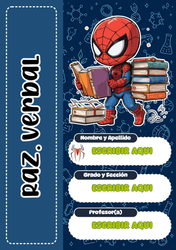 Portada de Spiderman de Raz. Verbal para cuaderno en tamaño A4 - perfecto para organizar tus apuntes