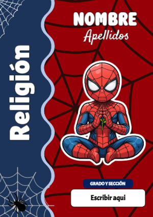 Portada de Spiderman de Religión para cuaderno con diseño escolar - estilo único para estudiantes