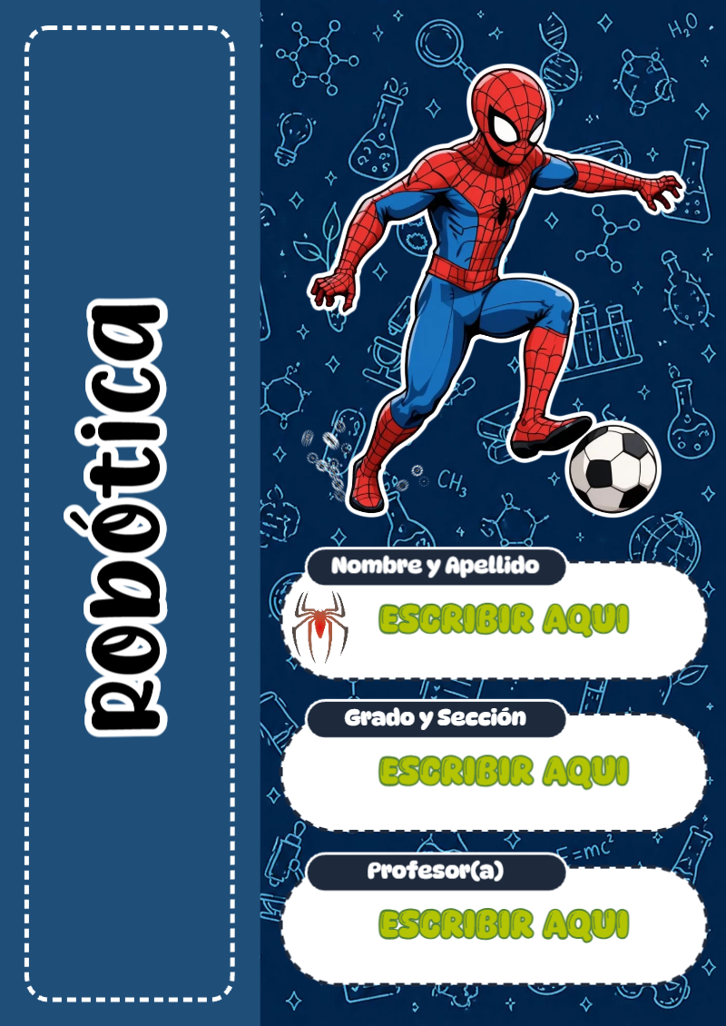 Portada de Spiderman de Robótica para cuaderno fácil de imprimir - estilo único para estudiantes