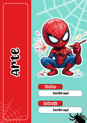 Portada de Spiderman de Spiderman de Arte para cuaderno para niños de primaria - versión premium para imprimir