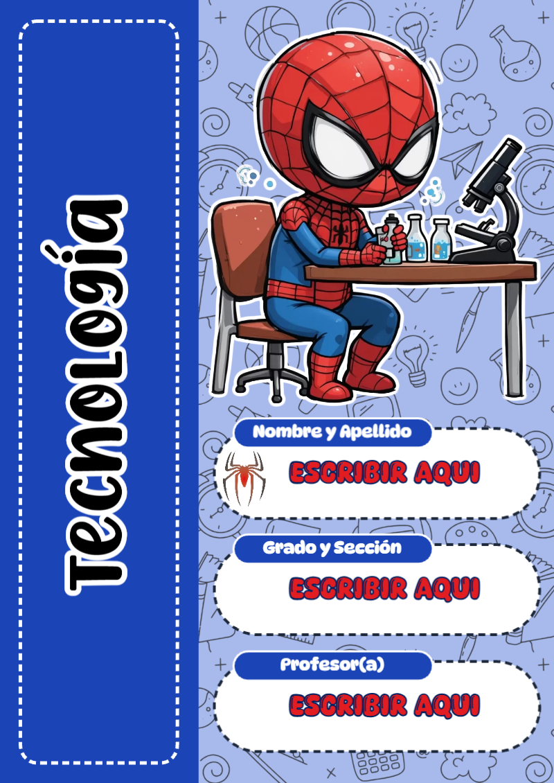 Portada de Spiderman de Tecnología para cuaderno para clases - tendencia educativa 2026