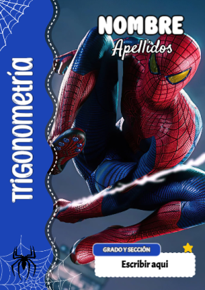Portada de Spiderman de Trigonometría para cuaderno en formato A4 - creación especial de Mini Canva