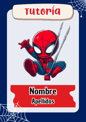Portada de Spiderman de Tutoría para cuaderno en tamaño A4 - formato digital listo para usar