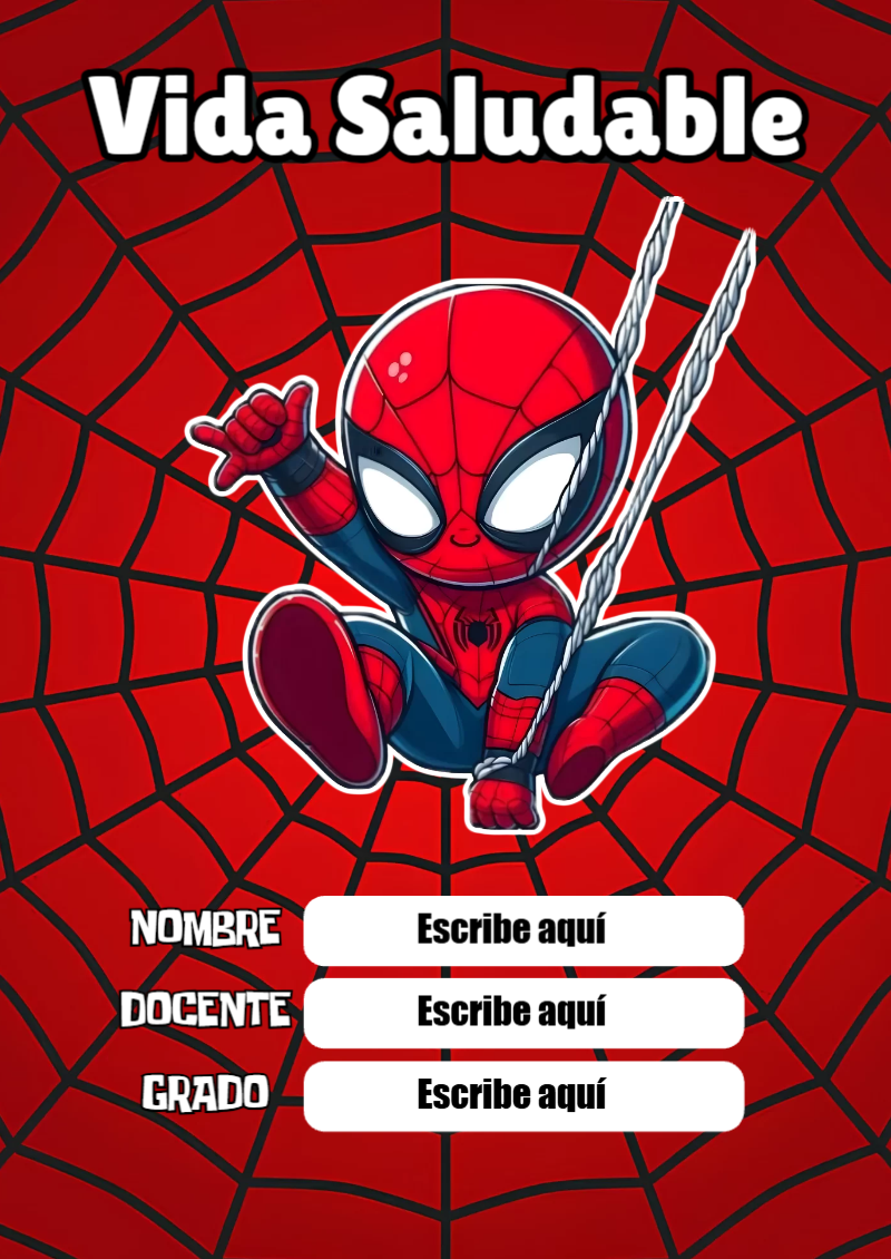 Portada de Spiderman de Vida Saludable Editable para Imprimir Gratis