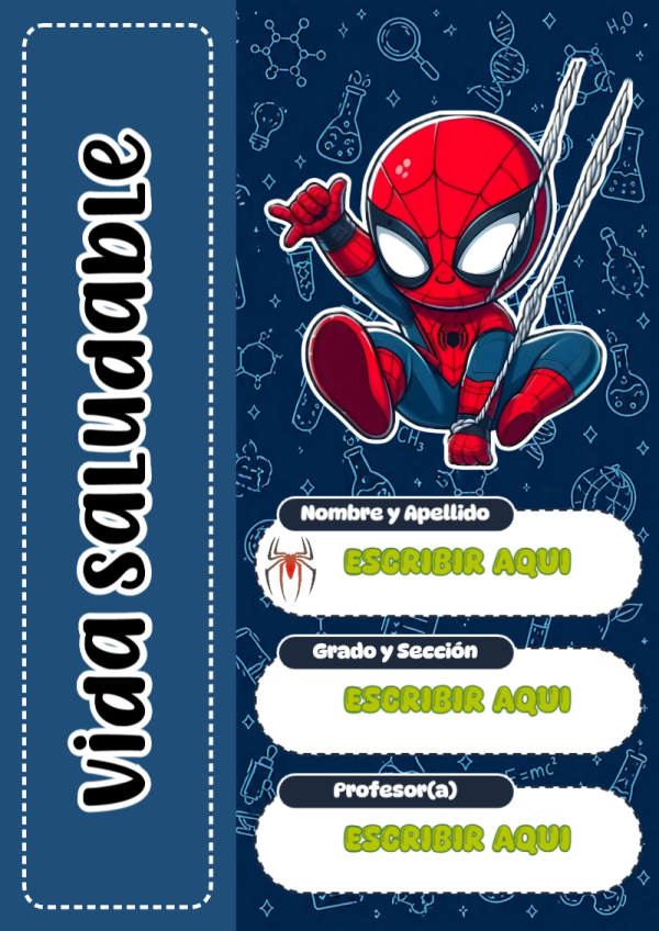 Portada de Spiderman de Vida Saludable para cuaderno ideal para niños - ideal para el nuevo año escolar
