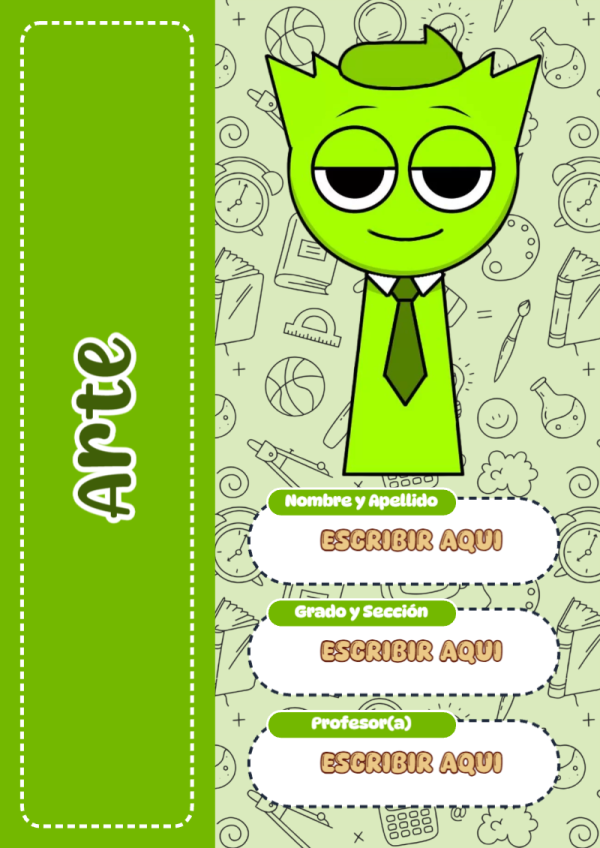Portada de Sprunki de Arte para cuaderno en formato A4 - para todas las edades y grados