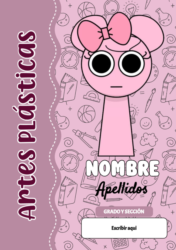 Portada de Sprunki de Artes Plásticas para cuaderno personalizada para imprimir - creación especial de Mini Canva