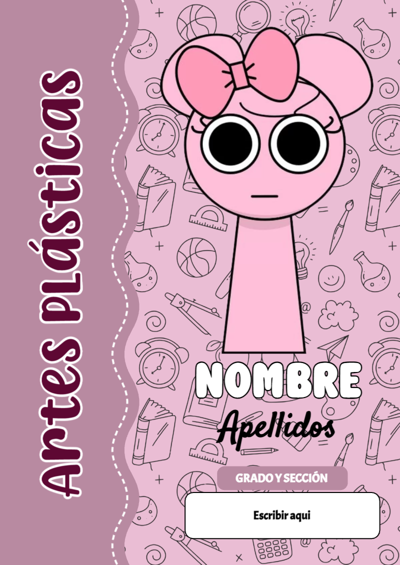 Portada de Sprunki de Artes Plásticas para cuaderno personalizada para imprimir - creación especial de Mini Canva