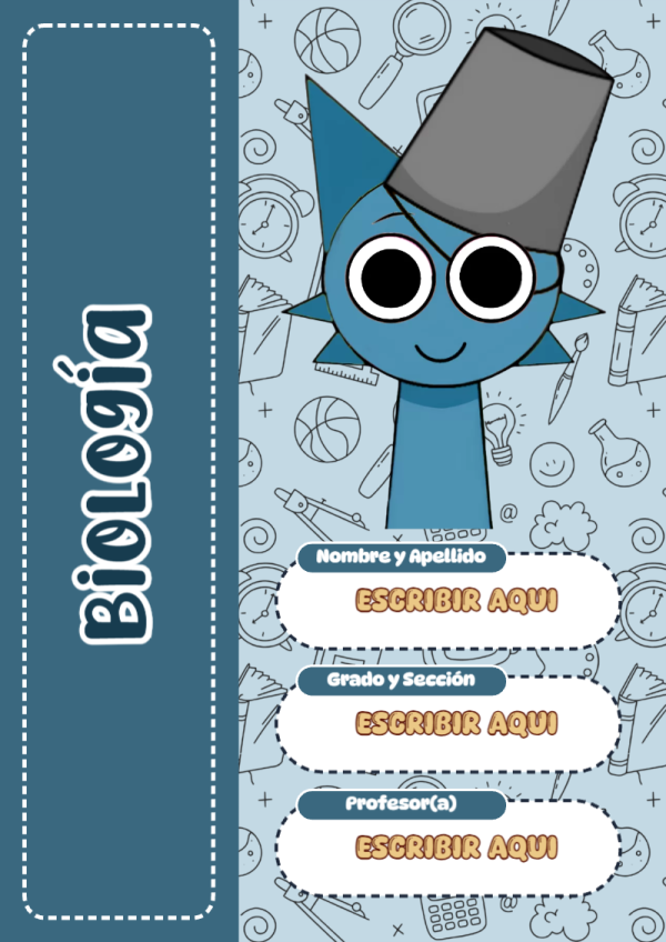 Portada de Sprunki de Biología para cuaderno escolar creativa - diseño escolar moderno