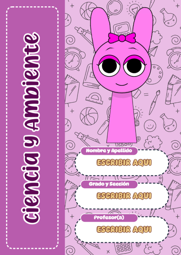 Portada de Sprunki de Ciencia y Ambiente para cuaderno con diseño escolar - perfecto para organizar tus apuntes