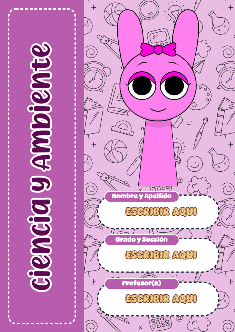 Portada de Sprunki de Ciencia y Ambiente para cuaderno con diseño escolar - perfecto para organizar tus apuntes
