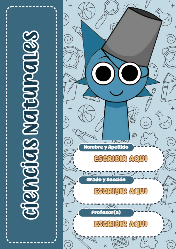 Portada de Sprunki de Ciencias Naturales para cuaderno con estilo creativo - para el regreso a clases