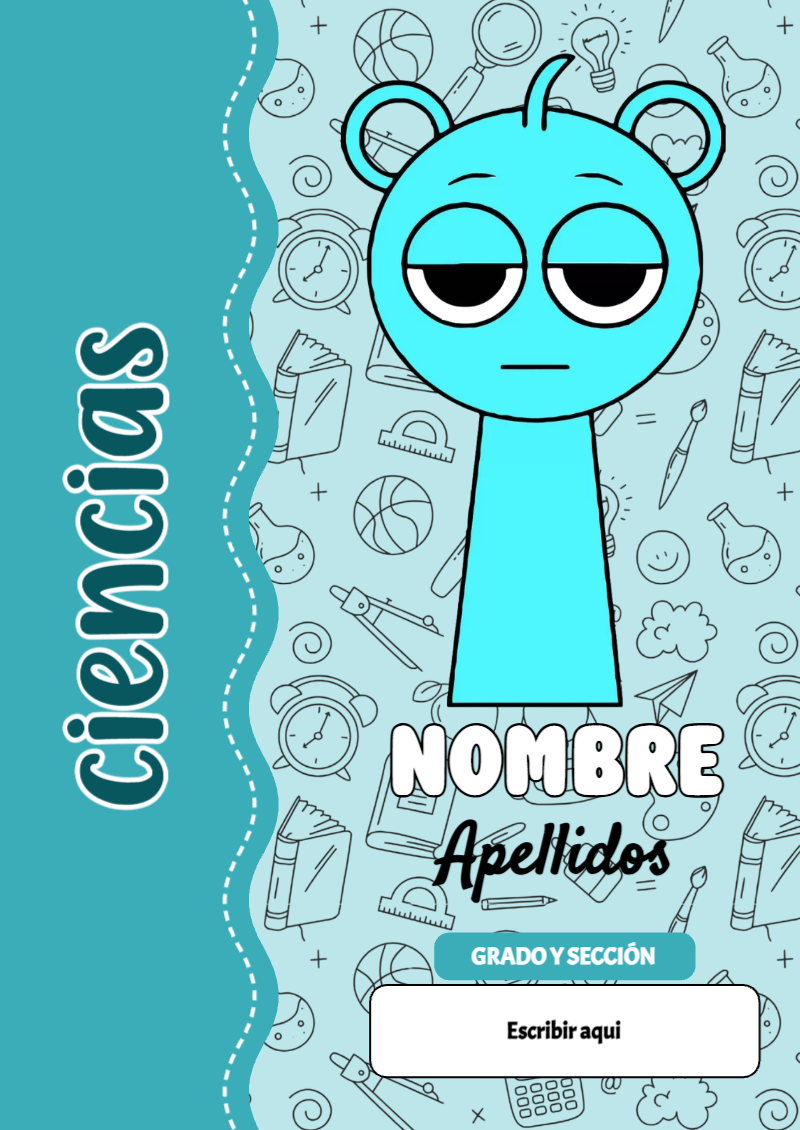 Portada de Sprunki de Ciencias Editable para Imprimir Gratis