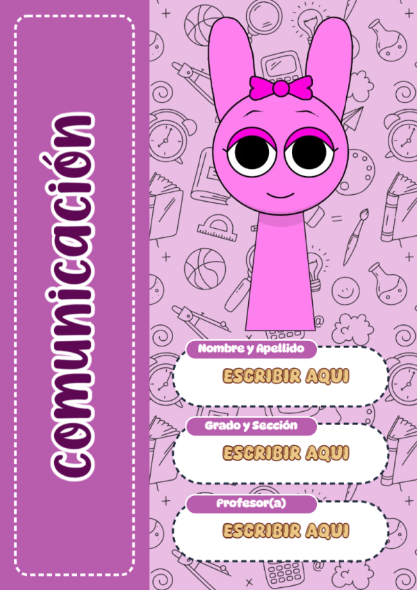 Portada de Sprunki de Comunicación para cuaderno decorativa y bonita - diseño escolar moderno