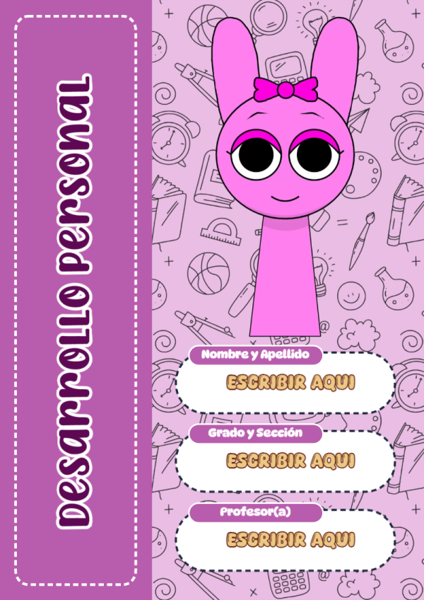 Portada de Sprunki de Desarrollo Personal para cuaderno para estudiantes - disponible para descarga gratuita